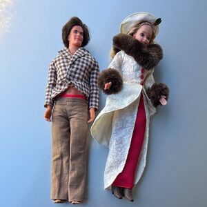 Mattel Winter Doll Set with Red and White Outfits Ken Barbie vintage